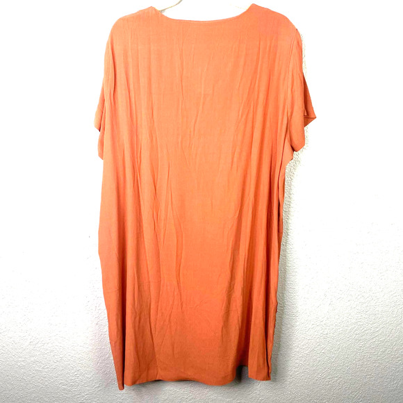 Madewell Dress 2X Womens Plus Terracotta Shift VNeck Short Sleeve Easy - Picture 3 of 8